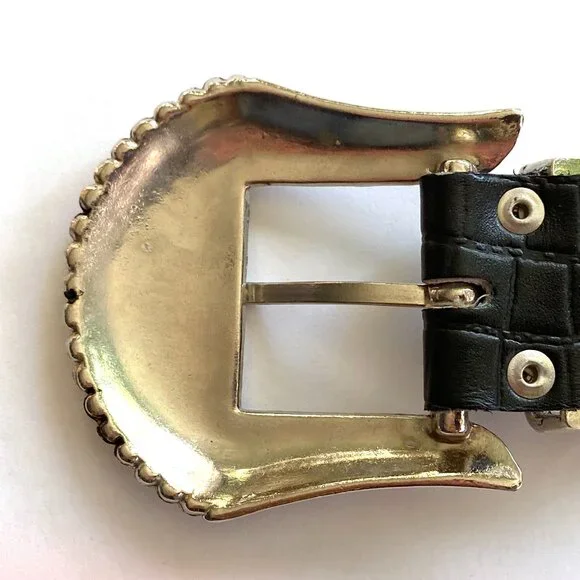 Vintage Black Leather, Silver Metal and Mesh Belt - Goth, Punk, Emo - Picture 8 of 8